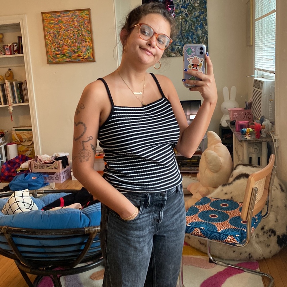 madewell square neck striped tank